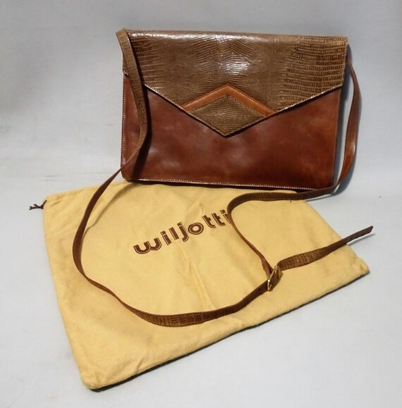 Vintage 70s brown leather shoulder/ envelope bag W