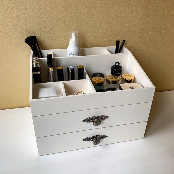 Makeup Organizer Wood Drawers Etsy