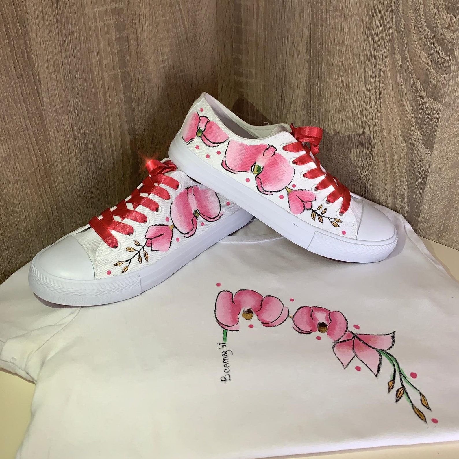 flowers painted on shoes