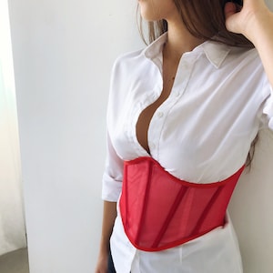 Corset belt, white corset, underbust corset, bridal corset, corset top, cupless corset, red renaissance corset, custom corset