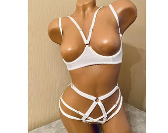 Open crotched lingerie ouverte Open lingeries shelf bra Open panty extreme Сrotchle lingerie