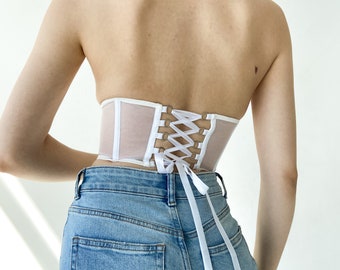 Corset belt, white corset, underbust corset, bridal corset, corset top, cupless corset, renaissance corset, custom corset, victorian corset