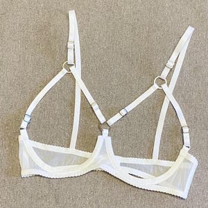 Open cupless bra for big and small breast, Shelf bra open half cup bra with support, White open lingeries, Open crotched lingerie
