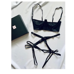 Open crotched lingerie Crochless panty Open lingeries extreme Shelf bra Quarter cup lingerie Black plus size see through lingeries