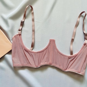 Open cupless bra for big and small breast, Shelf bra open half cup bra with support, Open crotched lingeries, Pink open cupless bra