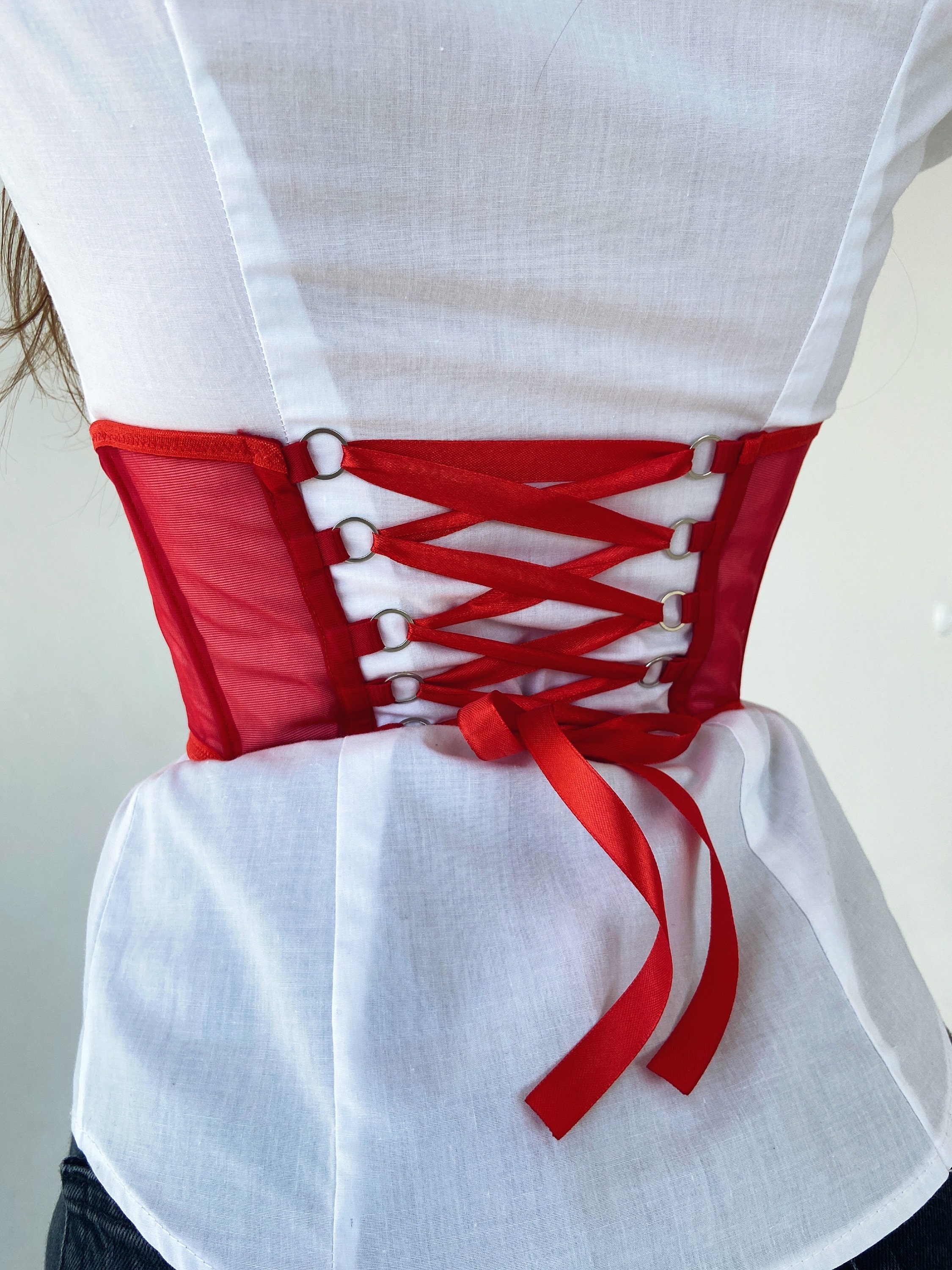 underbust corset belt white