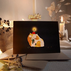 Set: biglietto di Natale piegato + busta, criceto festivo, cartolina A6