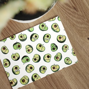 Postkarte A6 Avocado-Muster, für alle Anlässe, Comicillustration