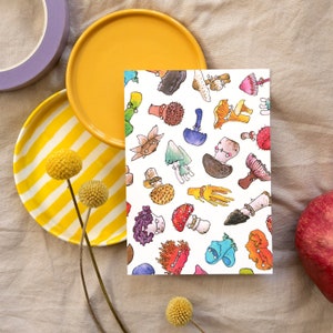 Postkarte A6 buntes Pilz-Muster, für alle Anlässe, Comicillustration