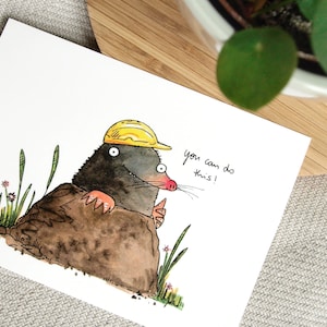 Postkarte A6: Du schaffst das! mit motivierendem Maulwurf
