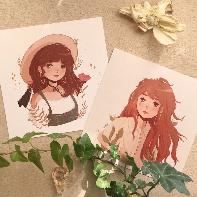 Cottagecore Girls Art Prints Etsy