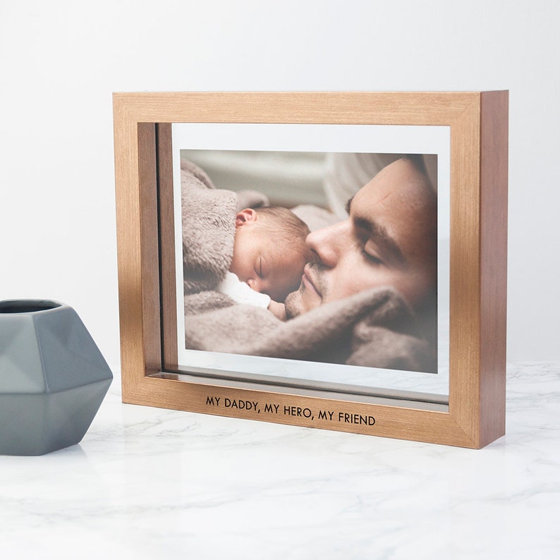 Personalised Engraved Metallic Copper Colour Photo Frame Father Wedding Anniversary Gifts For Dad Daddy Birthday Rose Gold
