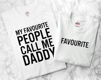 Personalised Daddy and Me "My Favourite People" 100% Cotton T-Shirt Set, Father's Day Gift, Dad, Daddy, Gift for Him, Personalized, Gifts