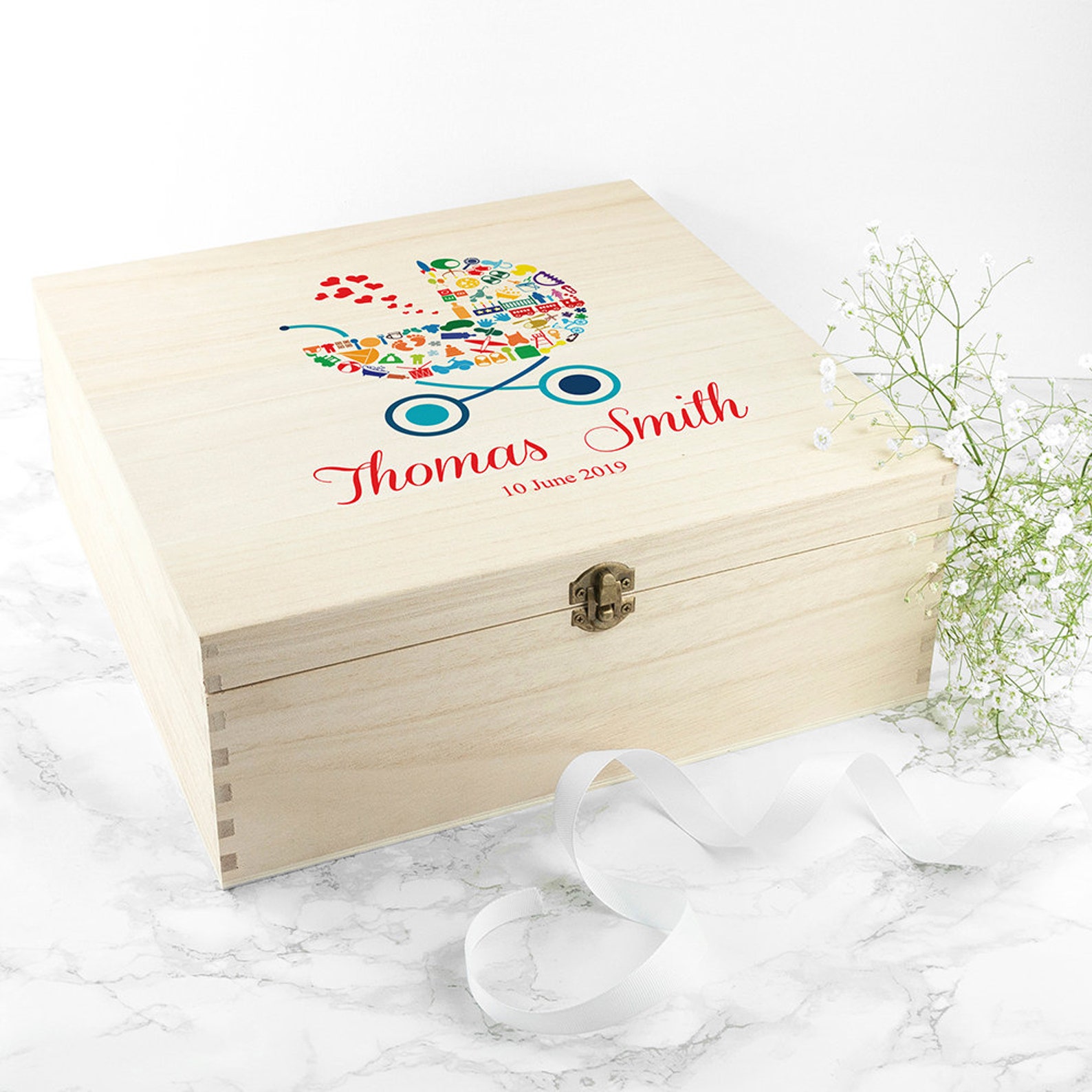 Personalised Baby Pram Memory Box Printed Gift New Baby - Etsy UK