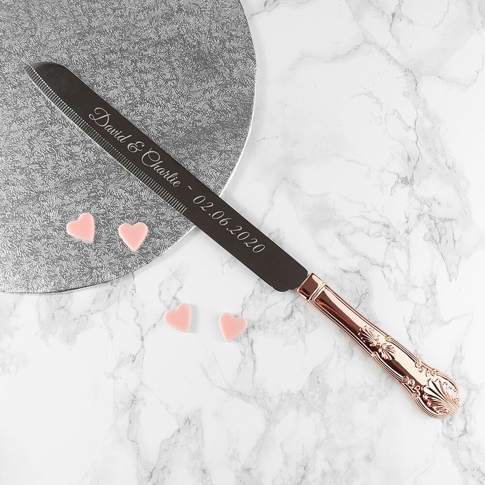 Personalised Engraved Rose Gold Cake Knife in Luxury Gift Box | Etsy