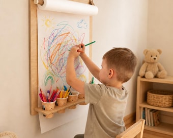 Wall Mounted Easel for Kids, Wooden Drawing Board, Kids Art Display