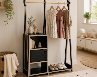 Montessori Kids Wardrobe with Shelves