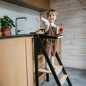 Tabouret d'assistant à hauteur réglable, tour Montessori, tour de cuisine pliable, assistant de tour de cuisine, escabeau, meubles Montessori image 4