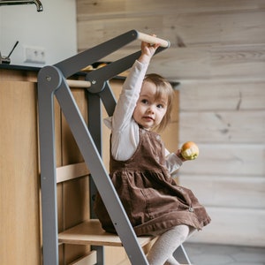 Adjustable Height Helper Stool, Montessori tower, Foldable kitchen tower, Kitchen tower helper, Step stool, Montessori furniture image 6