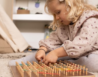 Montessori Geoboard Toy - Wooden Pegboard Puzzle - Gift for kids - Preschool educational toys