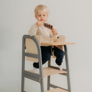 Transformable kitchen toddler tower and feeding chair combo