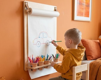 Kids wall art drawing board with pencil holder