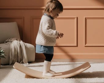 Wooden Balance Board for Kids, Wobble Board, Montessori Waldorf Inspired Toy