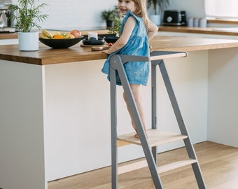 Toddler kitchen tower, Kids step stool, Fold-up learning helper, Montessori, Foldable tower, Kids tower stool, Learning helper, Stepping