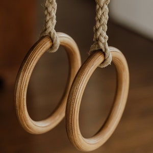 Gymnastic rings, Wooden rings, Rings with adjustable straps, Fitness rings, Exercise rings image 4