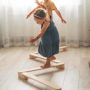 Wooden Montessori Balance Beam Set, Gymnastic Toddler Toy