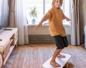 Balance Board Surf, Skate Trainer, Wooden Board with Cork Roller
