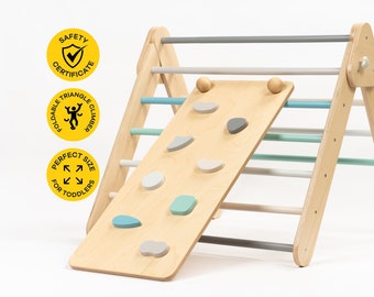 Wood Gym Triangle, Kids climbing ladder, Wooden step triangle, Triangle Climber with Ramp, Climbing Set, Climbing Triangle, Climbing Gym