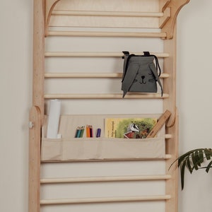 Organizer for Climbing Triangle set / Swedish Wall 2in1, Playroom Storage for Climbing Triangle/Wall 2in1, Toy Storage for Swedish Wall