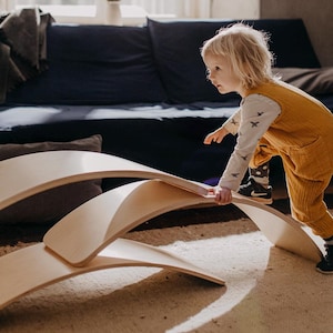 Wooden Balance Board, Montessori Waldorf Toy, Kids Active Play, Felt Option