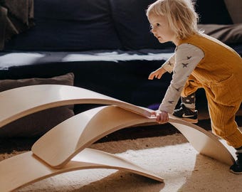 Wooden Balance Board, Montessori Waldorf Toy, Kids Active Play, Felt Option