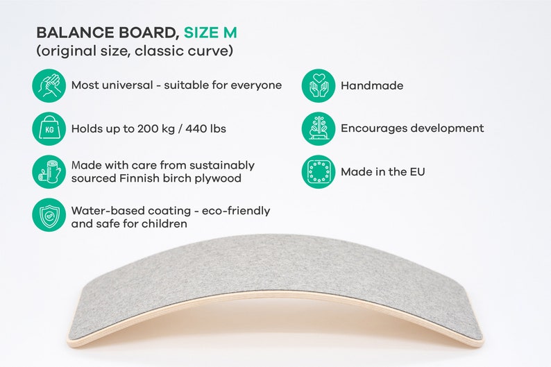 Wooden Balance Board with Eco Merino Wool FELT image 8