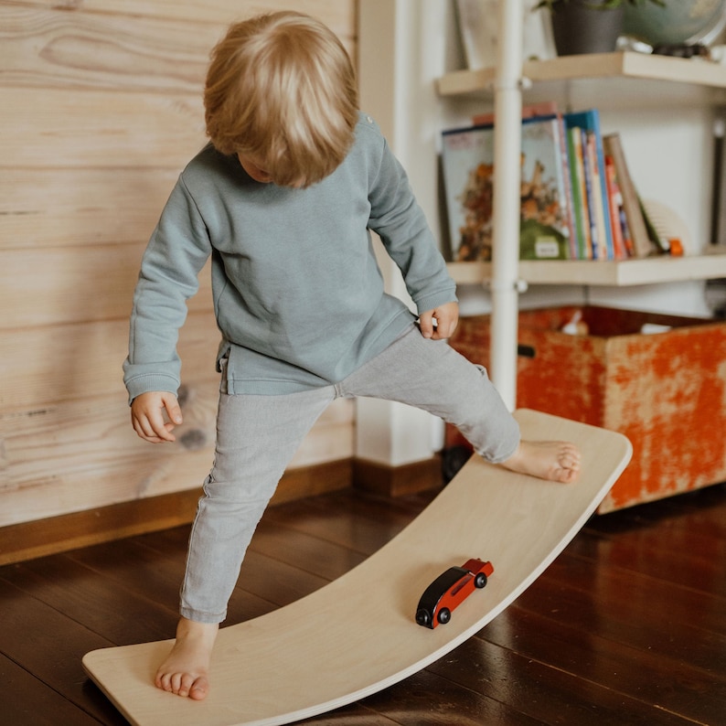 Wooden Montessori Balance Board, Waldorf, Curvy Board, Rocker Board, Balancing Toy, Rocking Toy, Kids Wooden Toy image 1