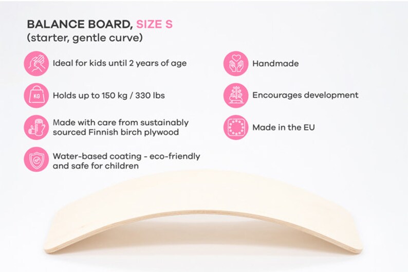 Montessori Toy, Natural Wooden Balance Board for Kids & Toddlers, Wood Wobble Toy for Practicing The Sense of Balance, Yoga Curvy Board image 9