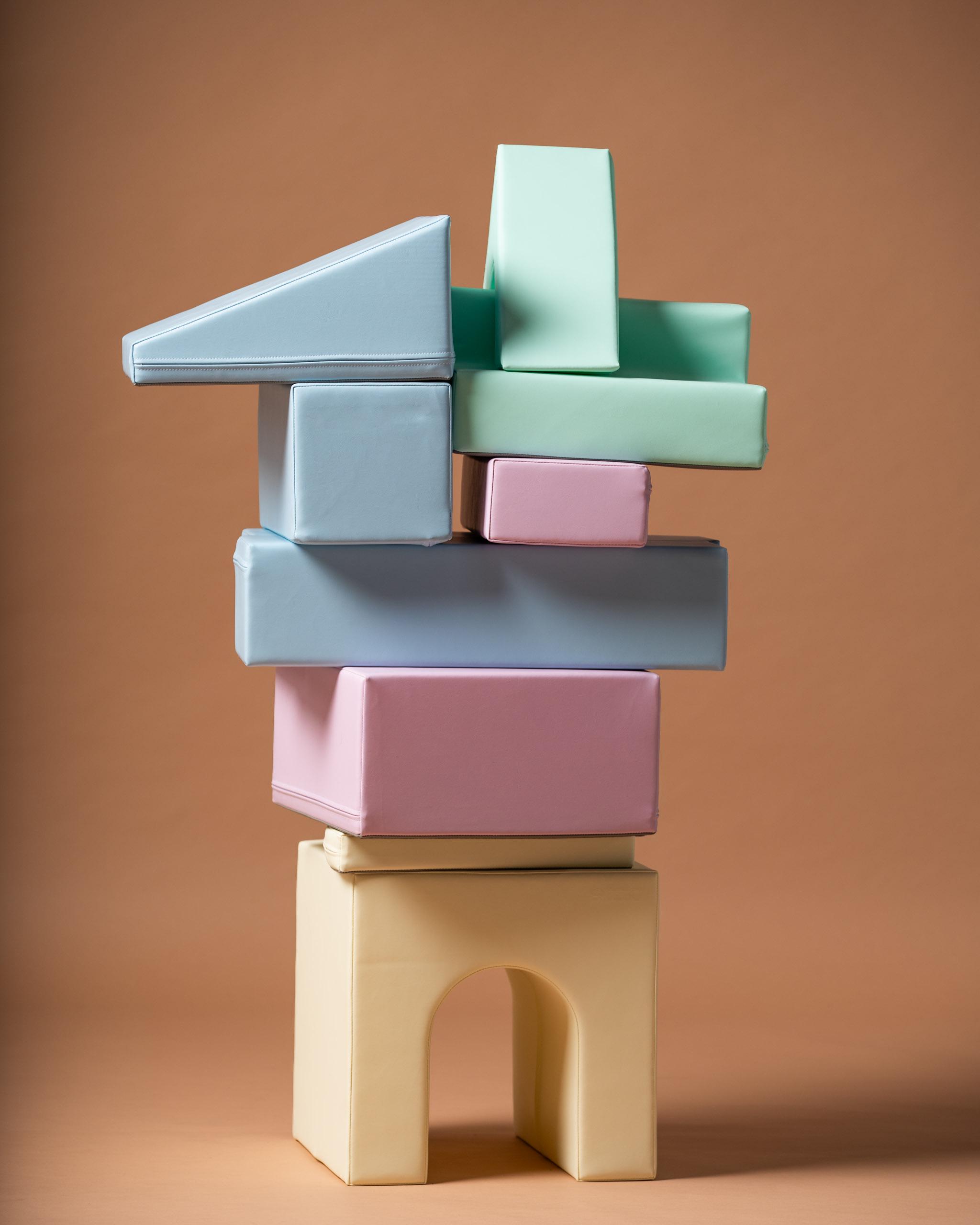 Blocchi Schiuma Per Bambini – Set 2 Pezzi, Triangolo E Forma A L, Attività Motorie, Arrampicata Sicura, Color Pastello – Made In EU
