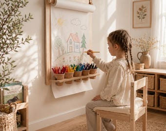 Drawing board for children with pencil holder, Kids wall easel