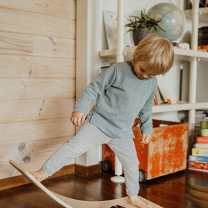 Balance board with Merino Wool FELT, Curvy board, Wooden curvy board, Activity board zdjęcie 5