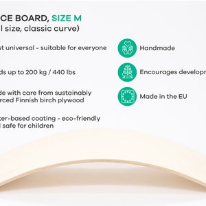 Montessori Toy, Natural Wooden Balance Board for Kids & Toddlers, Wood Wobble Toy for Practicing The Sense of Balance, Yoga Curvy Board image 8