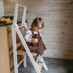 Tour d'assistance Montessori, Tour de cuisine pliable, Tour d'assistance, Jouets Montessori, Tour pliable, Escabeau, Tour d'assistance pour tout-petit White