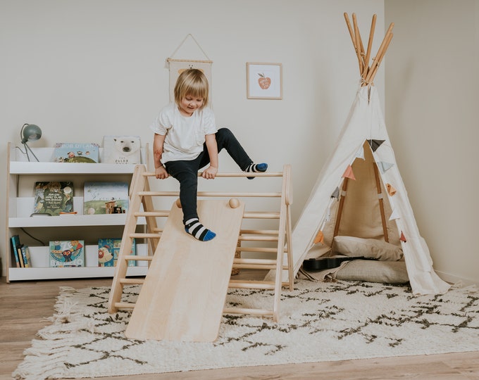 Featured listing image: Triangle Climber with Ramp, Natural Wood