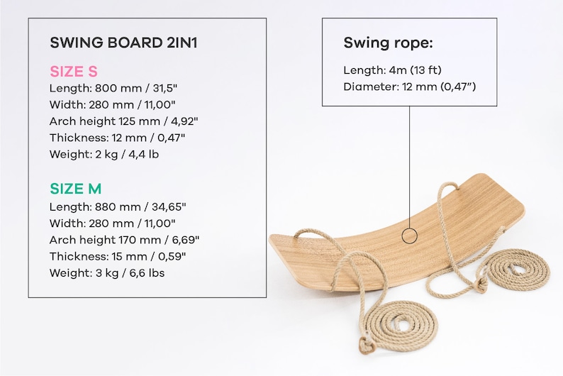 Balançoire, Balance board, Swing board, Swing Chair, Jouet en bois, Jouet Montessori, Jouet à bascule, Balançoire en bois, Balançoire intérieure, Balançoire extérieure, Schaukel image 6