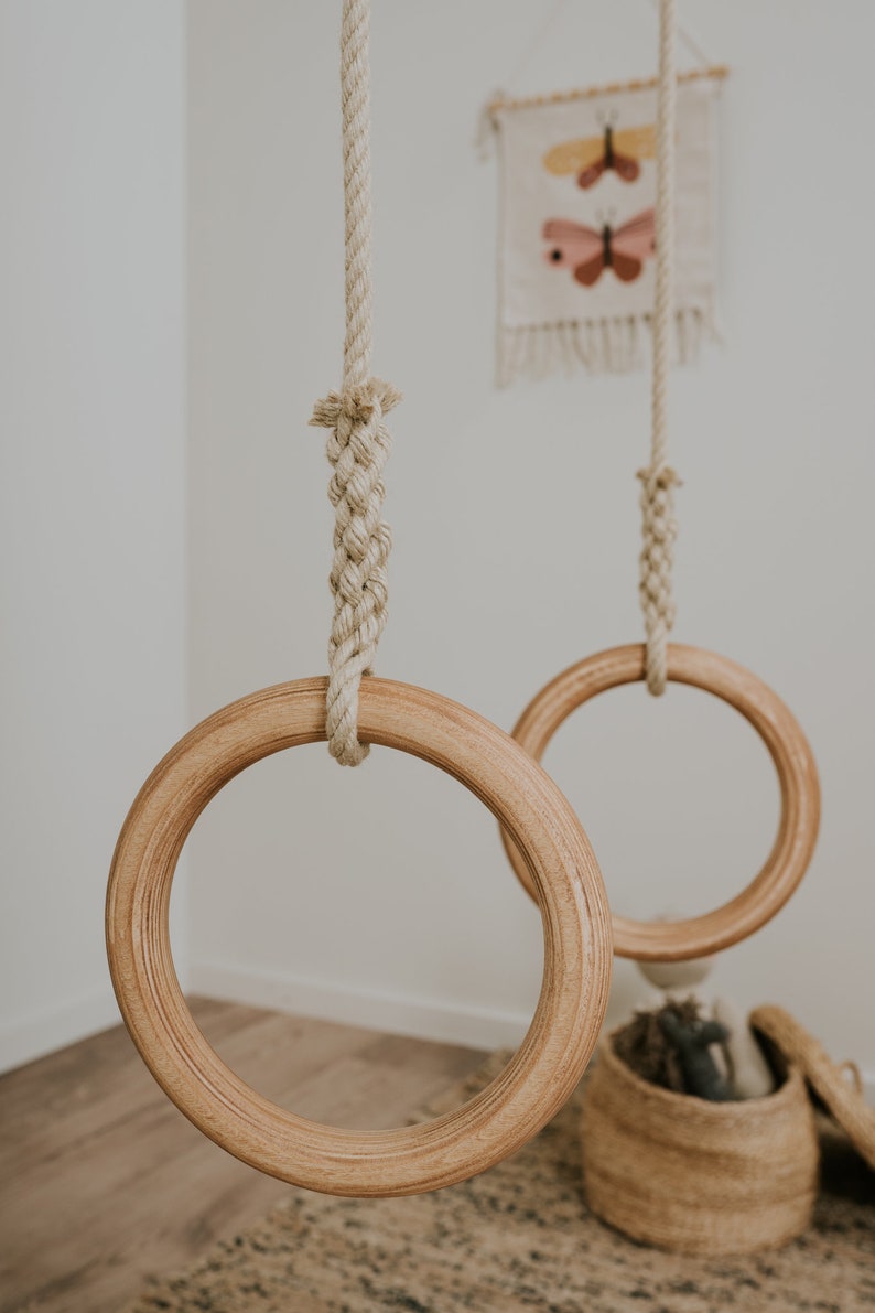 Gymnastic rings, Wooden rings, Rings with adjustable straps, Fitness rings, Exercise rings image 3