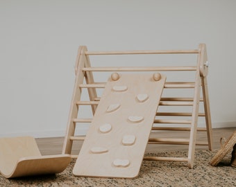 Montessori Climbing Set, Climbing Ramp, Wooble Board, Montessori Toy, Montessori, Wooden Balance Board, Balance Board, Climb Triangle, Wood