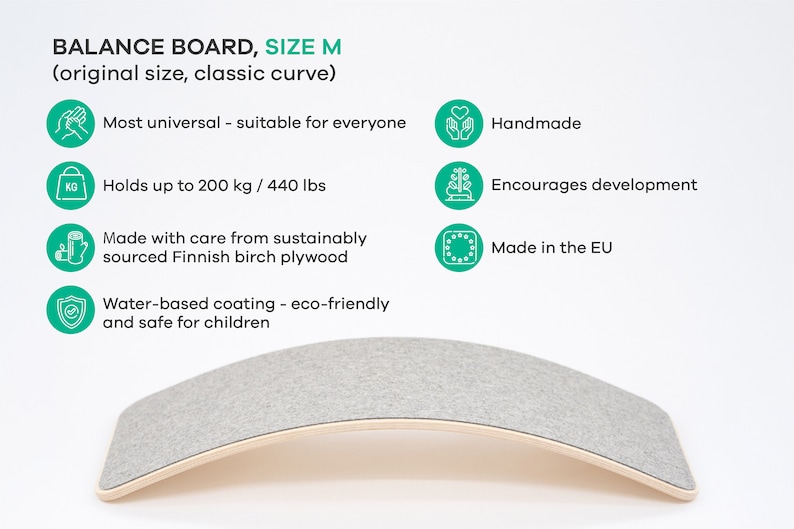 Balance board with Merino Wool FELT, Curvy board, Wooden curvy board, Activity board zdjęcie 8