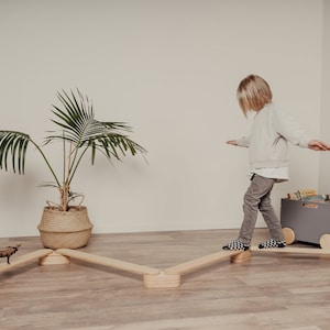 Wooden Montessori Balance Beam set for kids and toddlers, Balance Path, Gymnastic beam