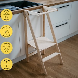 Torre de cocina ultradelgada, Torre de escalones para niños, Taburete de escalones para niños, Muebles Montessori, Torre de cocina plegable, Ayuda de aprendizaje, Torre para niños pequeños